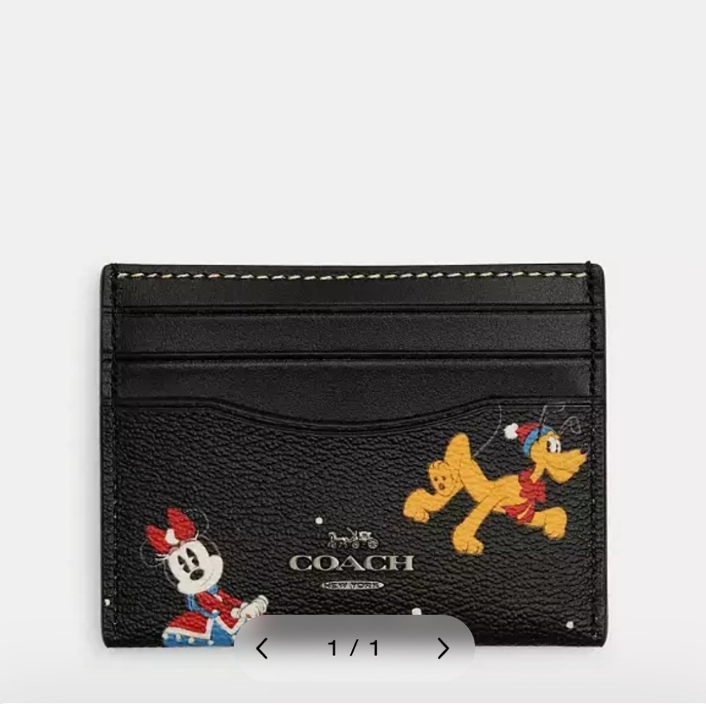 Coach Disney Leather Slim ID Card Case Holder Wallet NEW NWT